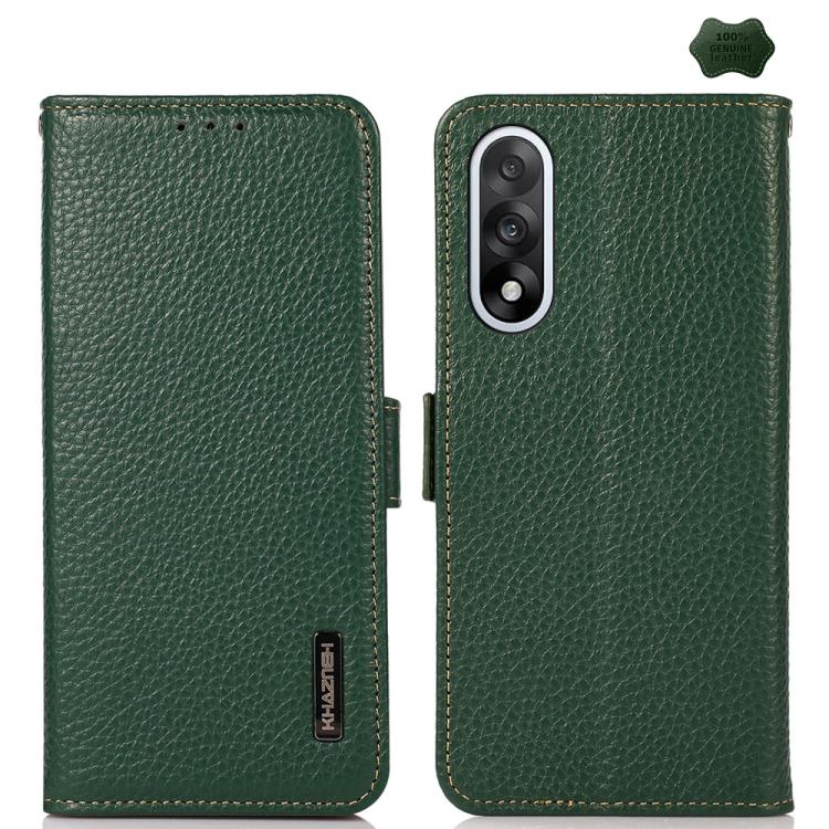 KHAZNEH Side-Magnetic Litchi Genuine Leather RFID Phone Case, For OnePlus Nord CE6 Lite 5G Global, For OnePlus Ace 6 Ultra, For OnePlus 15T, For OnePlus Turbo 6 / 6V, For OnePlus 15, For OnePlus Nord 5 / Ace 5 Ultra
