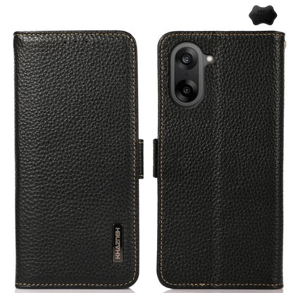 KHAZNEH Side-Magnetic Litchi Genuine Leather RFID Phone Case, For OnePlus Nord CE5 / Ace 5 Racing, For OnePlus Ace 5 Pro / Ace 5 / 13R, For OnePlus 13, For OnePlus CE4 Lite, For OnePlus Ace 3V, For OnePlus CE4 5G Global
