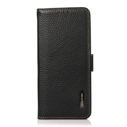 KHAZNEH Side-Magnetic Litchi Genuine Leather RFID Phone Case, For OnePlus Nord CE5 / Ace 5 Racing, For OnePlus Ace 5 Pro / Ace 5 / 13R, For OnePlus 13, For OnePlus CE4 Lite, For OnePlus Ace 3V, For OnePlus CE4 5G Global