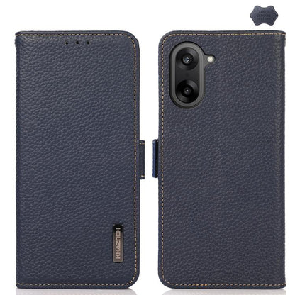 KHAZNEH Side-Magnetic Litchi Genuine Leather RFID Phone Case, For OnePlus Nord CE5 / Ace 5 Racing, For OnePlus Ace 5 Pro / Ace 5 / 13R, For OnePlus 13, For OnePlus CE4 Lite, For OnePlus Ace 3V, For OnePlus CE4 5G Global