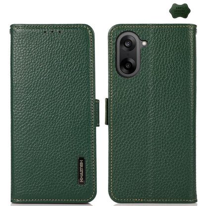 KHAZNEH Side-Magnetic Litchi Genuine Leather RFID Phone Case, For OnePlus Nord CE5 / Ace 5 Racing, For OnePlus Ace 5 Pro / Ace 5 / 13R, For OnePlus 13, For OnePlus CE4 Lite, For OnePlus Ace 3V, For OnePlus CE4 5G Global