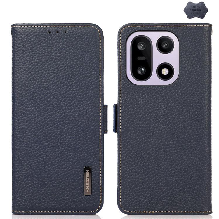 KHAZNEH Side-Magnetic Litchi Genuine Leather RFID Phone Case, For OnePlus Nord CE6 Lite 5G Global, For OnePlus Ace 6 Ultra, For OnePlus 15T, For OnePlus Turbo 6 / 6V, For OnePlus 15, For OnePlus Nord 5 / Ace 5 Ultra