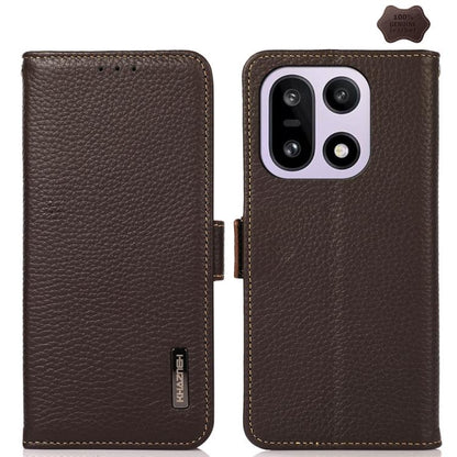 KHAZNEH Side-Magnetic Litchi Genuine Leather RFID Phone Case, For OnePlus Nord CE6 Lite 5G Global, For OnePlus Ace 6 Ultra, For OnePlus 15T, For OnePlus Turbo 6 / 6V, For OnePlus 15, For OnePlus Nord 5 / Ace 5 Ultra