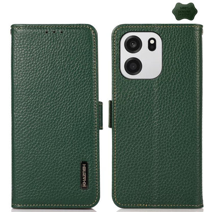 KHAZNEH Side-Magnetic Litchi Genuine Leather RFID Phone Case, For OnePlus Nord CE6 Lite 5G Global, For OnePlus Ace 6 Ultra, For OnePlus 15T, For OnePlus Turbo 6 / 6V, For OnePlus 15, For OnePlus Nord 5 / Ace 5 Ultra