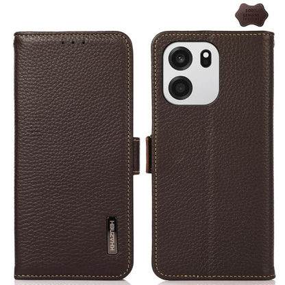 KHAZNEH Side-Magnetic Litchi Genuine Leather RFID Phone Case, For OnePlus Nord CE6 Lite 5G Global, For OnePlus Ace 6 Ultra, For OnePlus 15T, For OnePlus Turbo 6 / 6V, For OnePlus 15, For OnePlus Nord 5 / Ace 5 Ultra