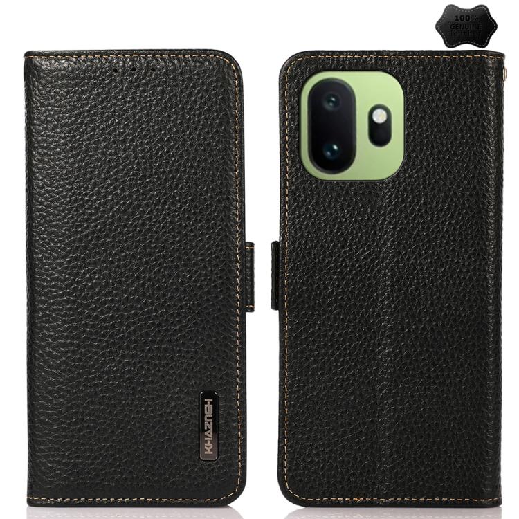 KHAZNEH Side-Magnetic Litchi Genuine Leather RFID Phone Case, For OnePlus Nord CE6 Lite 5G Global, For OnePlus Ace 6 Ultra, For OnePlus 15T, For OnePlus Turbo 6 / 6V, For OnePlus 15, For OnePlus Nord 5 / Ace 5 Ultra