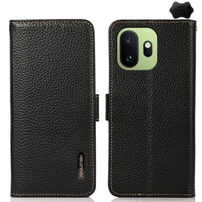 KHAZNEH Side-Magnetic Litchi Genuine Leather RFID Phone Case, For OnePlus Nord CE6 Lite 5G Global, For OnePlus Ace 6 Ultra, For OnePlus 15T, For OnePlus Turbo 6 / 6V, For OnePlus 15, For OnePlus Nord 5 / Ace 5 Ultra