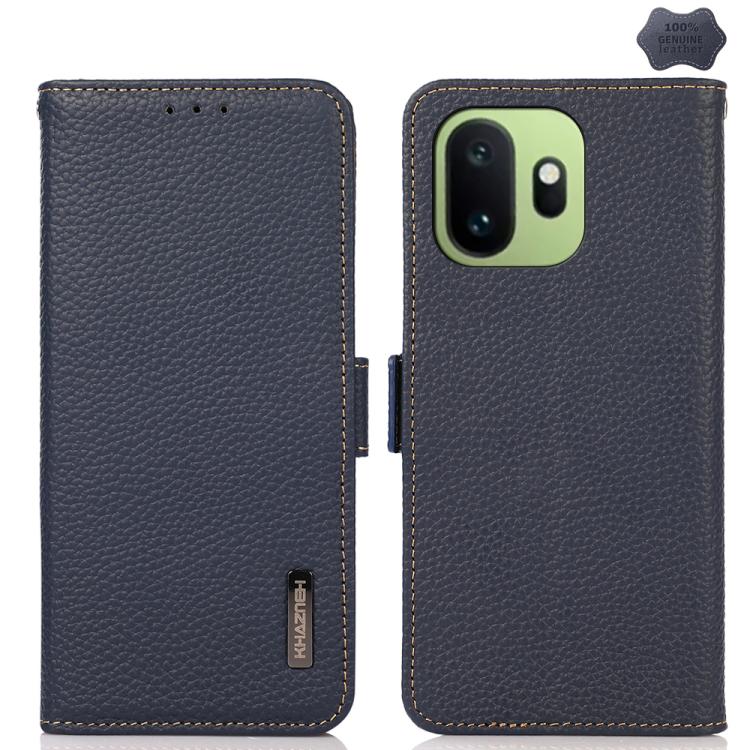 KHAZNEH Side-Magnetic Litchi Genuine Leather RFID Phone Case, For OnePlus Nord CE6 Lite 5G Global, For OnePlus Ace 6 Ultra, For OnePlus 15T, For OnePlus Turbo 6 / 6V, For OnePlus 15, For OnePlus Nord 5 / Ace 5 Ultra