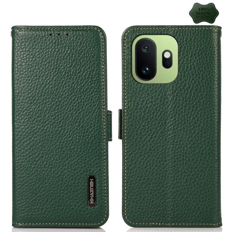 KHAZNEH Side-Magnetic Litchi Genuine Leather RFID Phone Case, For OnePlus Nord CE6 Lite 5G Global, For OnePlus Ace 6 Ultra, For OnePlus 15T, For OnePlus Turbo 6 / 6V, For OnePlus 15, For OnePlus Nord 5 / Ace 5 Ultra
