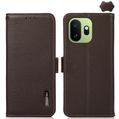 KHAZNEH Side-Magnetic Litchi Genuine Leather RFID Phone Case, For OnePlus Nord CE6 Lite 5G Global, For OnePlus Ace 6 Ultra, For OnePlus 15T, For OnePlus Turbo 6 / 6V, For OnePlus 15, For OnePlus Nord 5 / Ace 5 Ultra