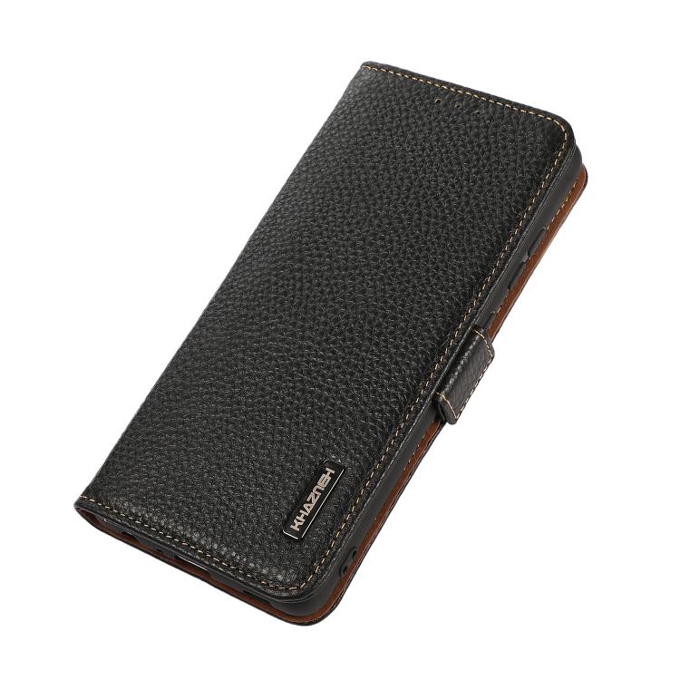 KHAZNEH Side-Magnetic Litchi Genuine Leather RFID Phone Case, For OnePlus Nord CE6 Lite 5G Global, For OnePlus Ace 6 Ultra, For OnePlus 15T, For OnePlus Turbo 6 / 6V, For OnePlus 15, For OnePlus Nord 5 / Ace 5 Ultra