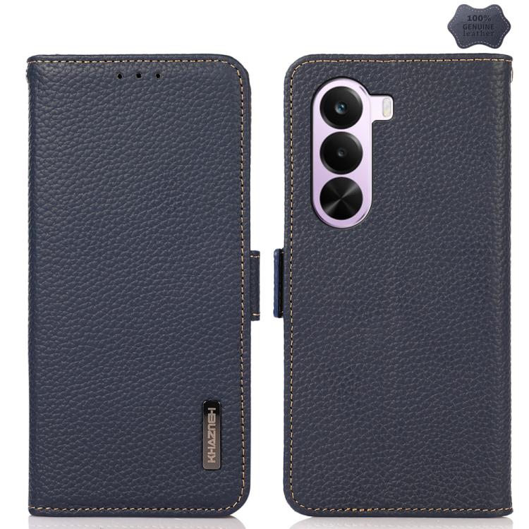 KHAZNEH Side-Magnetic Litchi Genuine Leather RFID Phone Case, For OnePlus Nord CE6 Lite 5G Global, For OnePlus Ace 6 Ultra, For OnePlus 15T, For OnePlus Turbo 6 / 6V, For OnePlus 15, For OnePlus Nord 5 / Ace 5 Ultra