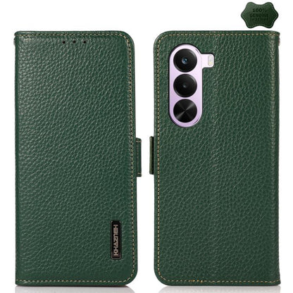 KHAZNEH Side-Magnetic Litchi Genuine Leather RFID Phone Case, For OnePlus Nord CE6 Lite 5G Global, For OnePlus Ace 6 Ultra, For OnePlus 15T, For OnePlus Turbo 6 / 6V, For OnePlus 15, For OnePlus Nord 5 / Ace 5 Ultra