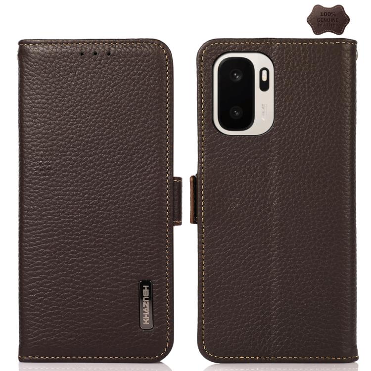 KHAZNEH Side-Magnetic Litchi Genuine Leather RFID Phone Case, For OnePlus Nord CE6 Lite 5G Global, For OnePlus Ace 6 Ultra, For OnePlus 15T, For OnePlus Turbo 6 / 6V, For OnePlus 15, For OnePlus Nord 5 / Ace 5 Ultra