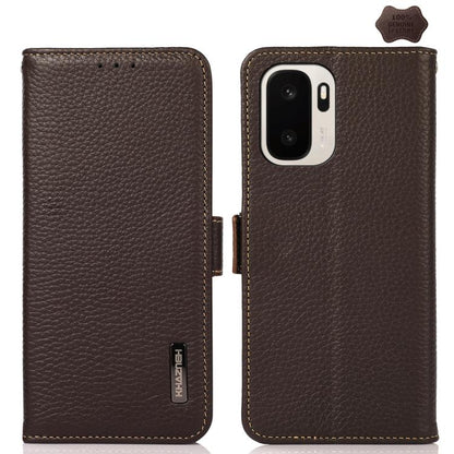 KHAZNEH Side-Magnetic Litchi Genuine Leather RFID Phone Case, For OnePlus Nord CE6 Lite 5G Global, For OnePlus Ace 6 Ultra, For OnePlus 15T, For OnePlus Turbo 6 / 6V, For OnePlus 15, For OnePlus Nord 5 / Ace 5 Ultra
