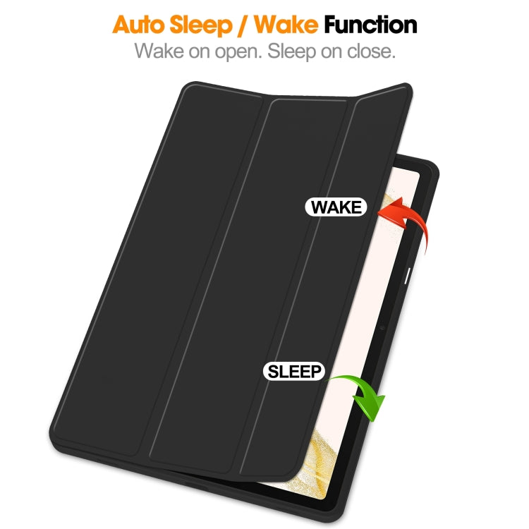 3-Fold Pure Color TPU Smart Leather Tablet Case with Pen Slot, For Samsung Galaxy Tab S9+