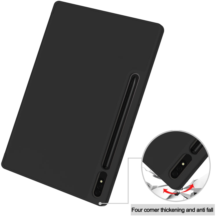 3-Fold Pure Color TPU Smart Leather Tablet Case with Pen Slot, For Samsung Galaxy Tab S9+