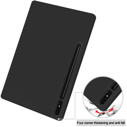 3-Fold Pure Color TPU Smart Leather Tablet Case with Pen Slot, For Samsung Galaxy Tab S9+