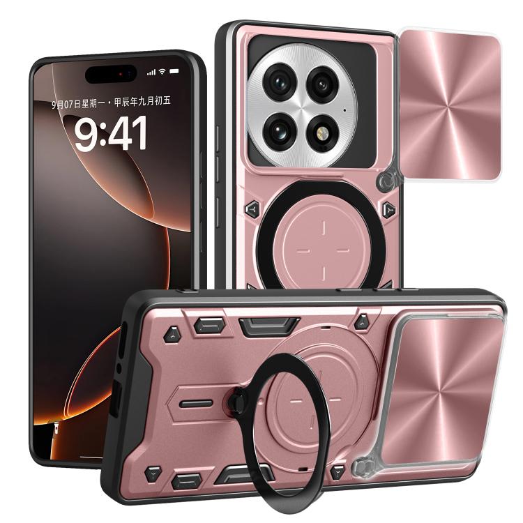CD Texture Sliding Camshield Magnetic Holder Phone Case, For OnePlus 13R 5G, For OnePlus 13 5G, For OnePlus Nord 4 5G, For OnePlus 12R 5G