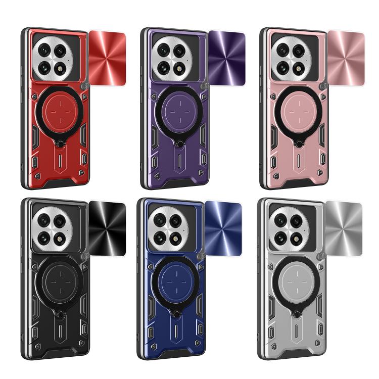 CD Texture Sliding Camshield Magnetic Holder Phone Case, For OnePlus 13R 5G, For OnePlus 13 5G, For OnePlus Nord 4 5G, For OnePlus 12R 5G