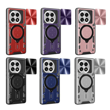 CD Texture Sliding Camshield Magnetic Holder Phone Case, For OnePlus 13R 5G, For OnePlus 13 5G, For OnePlus Nord 4 5G, For OnePlus 12R 5G