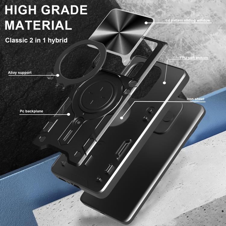 CD Texture Sliding Camshield Magnetic Holder Phone Case, For OnePlus 13R 5G, For OnePlus 13 5G, For OnePlus Nord 4 5G, For OnePlus 12R 5G