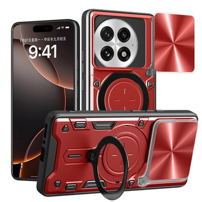 CD Texture Sliding Camshield Magnetic Holder Phone Case, For OnePlus 13R 5G, For OnePlus 13 5G, For OnePlus Nord 4 5G, For OnePlus 12R 5G