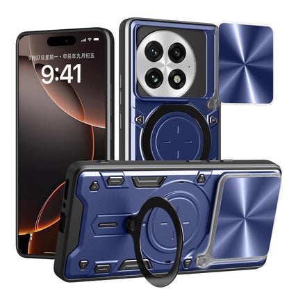 CD Texture Sliding Camshield Magnetic Holder Phone Case, For OnePlus 13R 5G, For OnePlus 13 5G, For OnePlus Nord 4 5G, For OnePlus 12R 5G