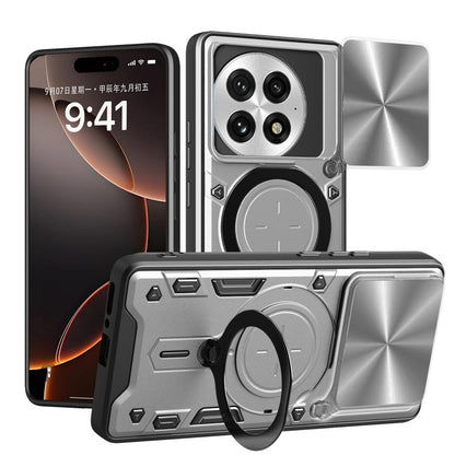 CD Texture Sliding Camshield Magnetic Holder Phone Case, For OnePlus 13R 5G, For OnePlus 13 5G, For OnePlus Nord 4 5G, For OnePlus 12R 5G