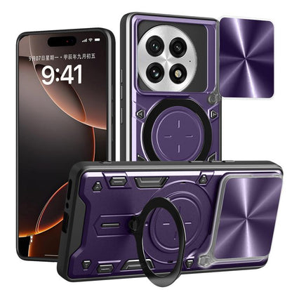 CD Texture Sliding Camshield Magnetic Holder Phone Case, For OnePlus 13R 5G, For OnePlus 13 5G, For OnePlus Nord 4 5G, For OnePlus 12R 5G