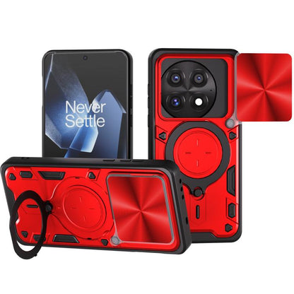 CD Texture Sliding Camshield Magnetic Holder Phone Case, For OnePlus 13R 5G, For OnePlus 13 5G, For OnePlus Nord 4 5G, For OnePlus 12R 5G