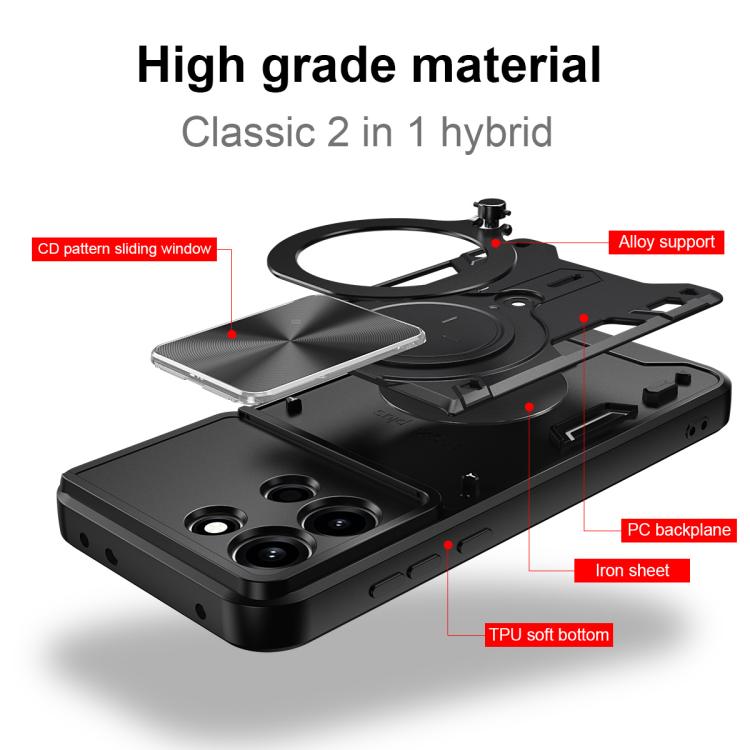 CD Texture Sliding Camshield Magnetic Holder Phone Case, For OnePlus Nord 6 5G, For OnePlus 15 5G, For OnePlus Ace 5 Ultra / Nord 5, For OnePlus Ace 5 Racing / Nord CE5