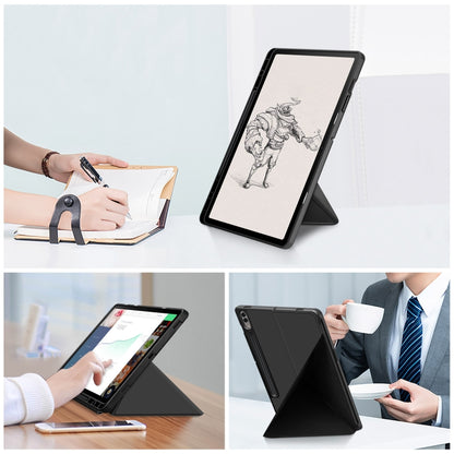 Cloth Texture Multi-folding Horizontal Flip Leather Tablet Case, For Samsung Galaxy Tab S9, For Samsung Galaxy Tab S9+