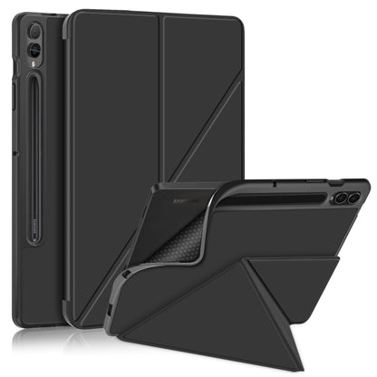 Cloth Texture Multi-folding Horizontal Flip Leather Tablet Case, For Samsung Galaxy Tab S9, For Samsung Galaxy Tab S9+