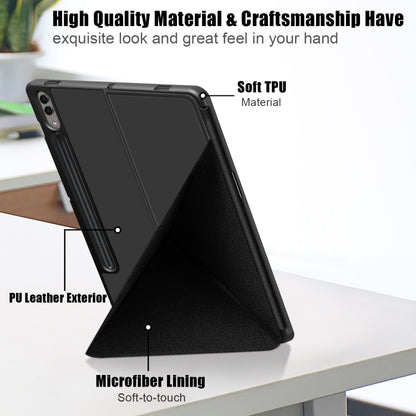 Cloth Texture Multi-folding Horizontal Flip Leather Tablet Case, For Samsung Galaxy Tab S9, For Samsung Galaxy Tab S9+
