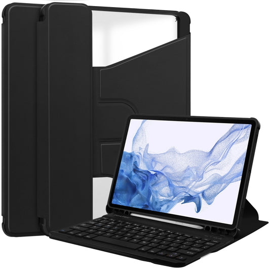 360 Rotation Transparent Smart Leather Case with Keyboard, For Samsung Galaxy Tab S9, For Samsung Galaxy Tab S9+