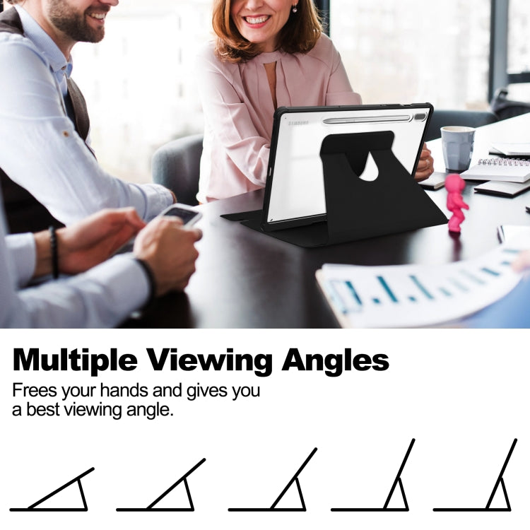 360 Rotation Transparent Smart Leather Case with Keyboard, For Samsung Galaxy Tab S9, For Samsung Galaxy Tab S9+