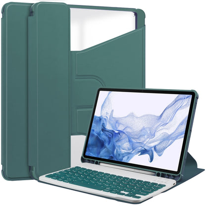 360 Rotation Transparent Smart Leather Case with Keyboard, For Samsung Galaxy Tab S9, For Samsung Galaxy Tab S9+
