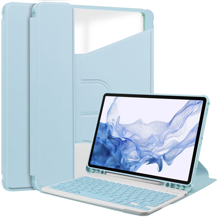 360 Rotation Transparent Smart Leather Case with Keyboard, For Samsung Galaxy Tab S9, For Samsung Galaxy Tab S9+