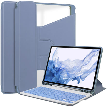 360 Rotation Transparent Smart Leather Case with Keyboard, For Samsung Galaxy Tab S9, For Samsung Galaxy Tab S9+