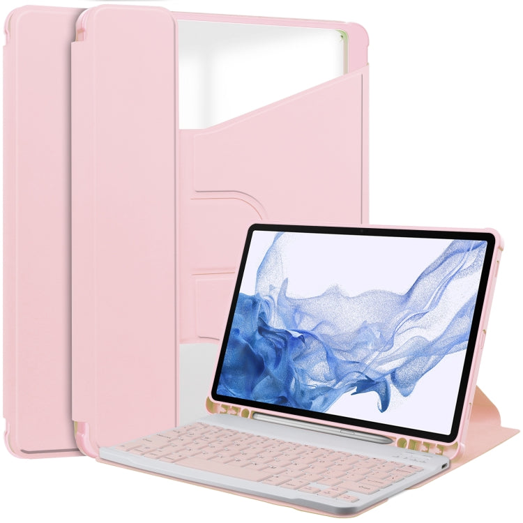 360 Rotation Transparent Smart Leather Case with Keyboard, For Samsung Galaxy Tab S9, For Samsung Galaxy Tab S9+