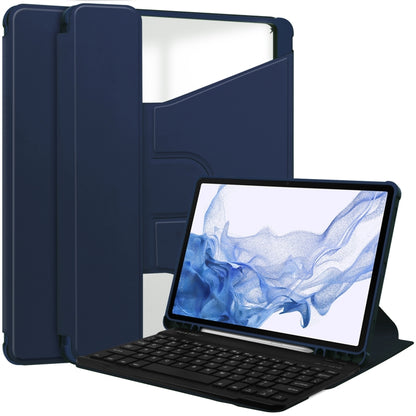 360 Rotation Transparent Smart Leather Case with Keyboard, For Samsung Galaxy Tab S9, For Samsung Galaxy Tab S9+