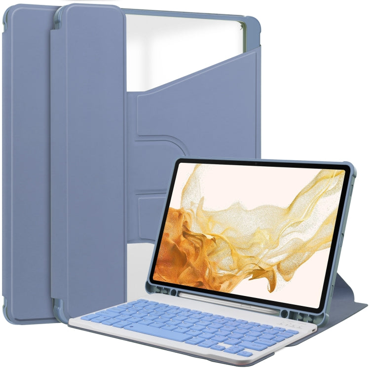 360 Rotation Transparent Smart Leather Case with Keyboard, For Samsung Galaxy Tab S9, For Samsung Galaxy Tab S9+