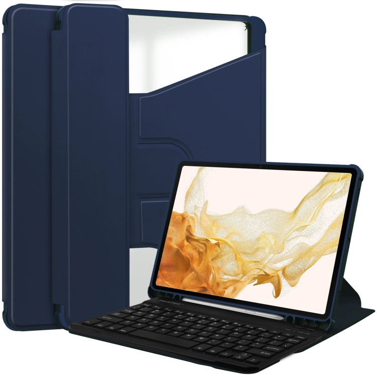360 Rotation Transparent Smart Leather Case with Keyboard, For Samsung Galaxy Tab S9, For Samsung Galaxy Tab S9+
