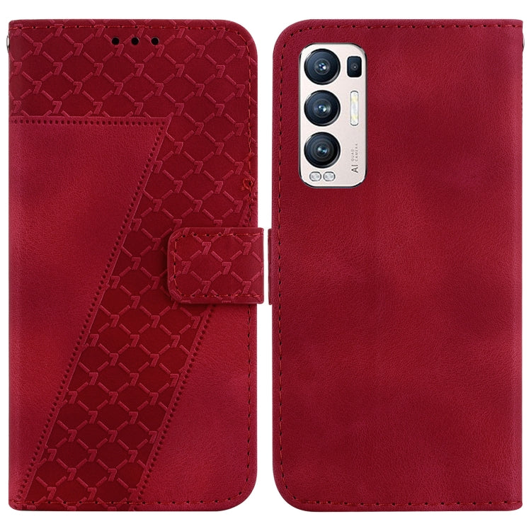 Seven-shaped Embossed Leather Phone Case, For OPPO A74 4G/F19 4G, For OPPO Find X3 Neo/Reno5 Pro+ 5G