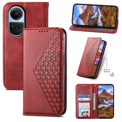 Cubic Grid Calf Texture Magnetic Leather Phone Case, For OPPO A58 4G, For OPPO Reno10 Global / Reno10 Pro Global, For OPPO A79 5G