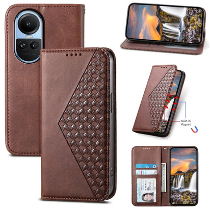 Cubic Grid Calf Texture Magnetic Leather Phone Case, For OPPO A58 4G, For OPPO Reno10 Global / Reno10 Pro Global, For OPPO A79 5G