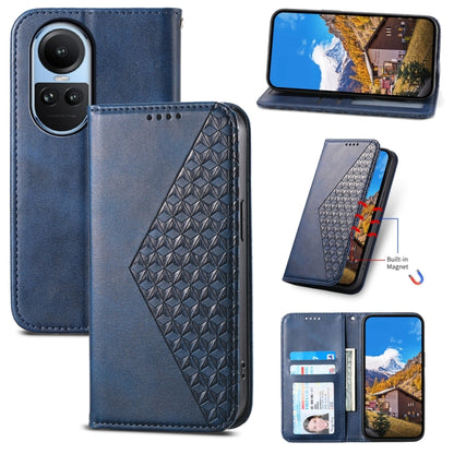 Cubic Grid Calf Texture Magnetic Leather Phone Case, For OPPO A58 4G, For OPPO Reno10 Global / Reno10 Pro Global, For OPPO A79 5G