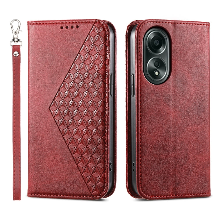 Cubic Grid Calf Texture Magnetic Leather Phone Case, For OPPO A58 4G, For OPPO Reno10 Global / Reno10 Pro Global, For OPPO A79 5G
