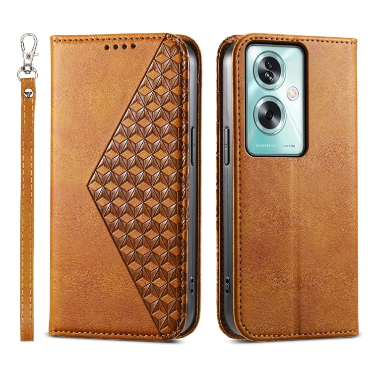 Cubic Grid Calf Texture Magnetic Leather Phone Case, For OPPO A58 4G, For OPPO Reno10 Global / Reno10 Pro Global, For OPPO A79 5G